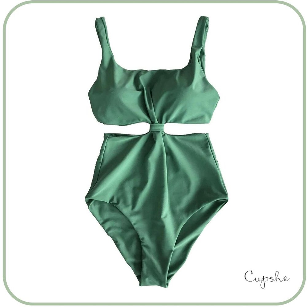 Cupshe One Piece Side Cut Monokini Swimsuit Green